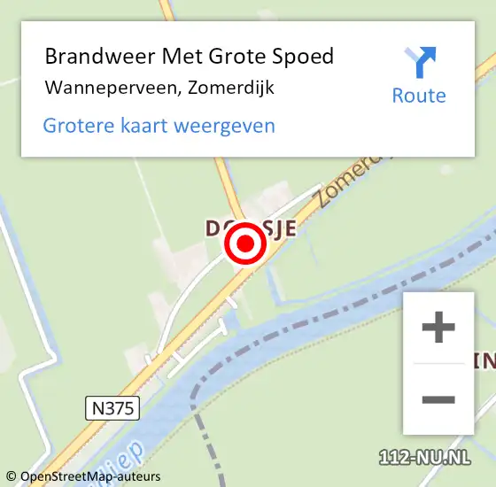 Locatie op kaart van de 112 melding: Brandweer Met Grote Spoed Naar Wanneperveen, Zomerdijk op 29 mei 2015 04:41