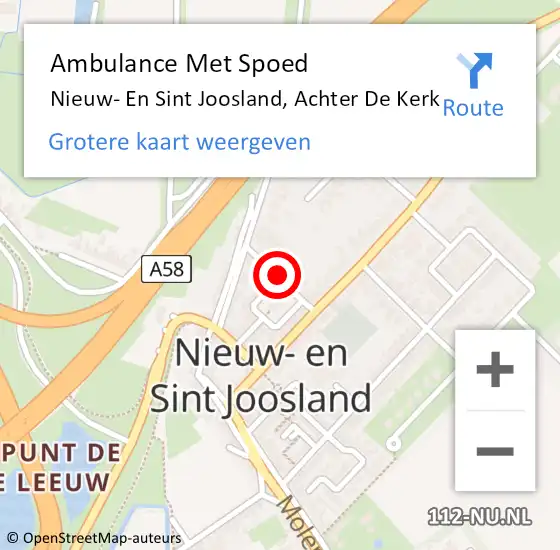 Locatie op kaart van de 112 melding: Ambulance Met Spoed Naar Nieuw- En Sint Joosland, Achter De Kerk op 29 mei 2015 04:53