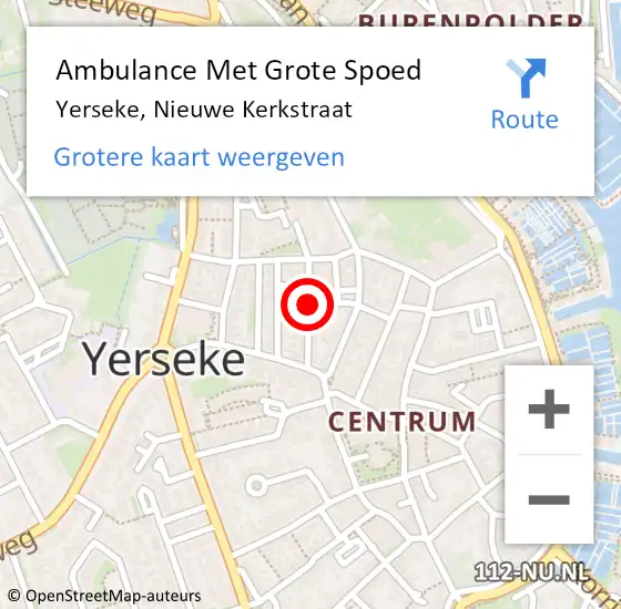 Locatie op kaart van de 112 melding: Ambulance Met Grote Spoed Naar Yerseke, Nieuwe Kerkstraat op 29 mei 2015 05:43