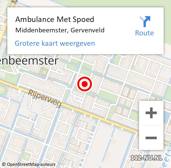 Locatie op kaart van de 112 melding: Ambulance Met Spoed Naar Middenbeemster, Gervenveld op 29 mei 2015 08:35