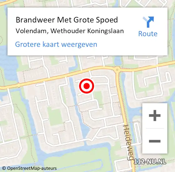 Locatie op kaart van de 112 melding: Brandweer Met Grote Spoed Naar Volendam, Wethouder Koningslaan op 29 mei 2015 10:25