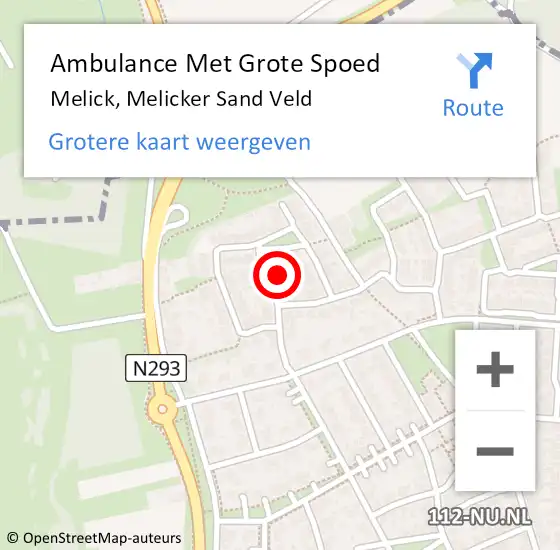 Locatie op kaart van de 112 melding: Ambulance Met Grote Spoed Naar Melick, Melicker Sand Veld op 29 mei 2015 11:07