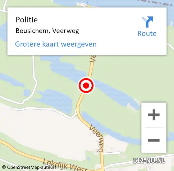 Locatie op kaart van de 112 melding: Politie Beusichem, Veerweg op 29 mei 2015 12:02
