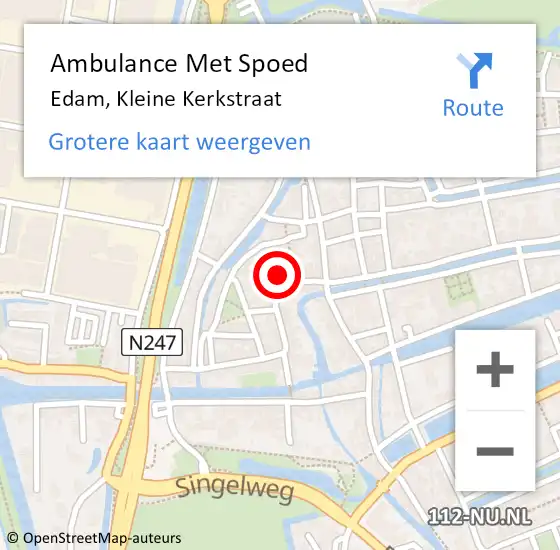 Locatie op kaart van de 112 melding: Ambulance Met Spoed Naar Edam, Kleine Kerkstraat op 29 mei 2015 14:15