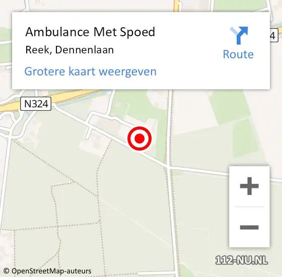 Locatie op kaart van de 112 melding: Ambulance Met Spoed Naar Reek, Dennenlaan op 29 mei 2015 15:49