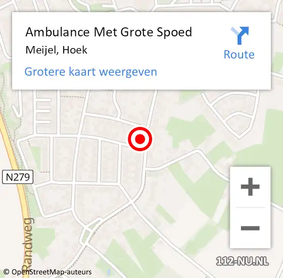 Locatie op kaart van de 112 melding: Ambulance Met Grote Spoed Naar Meijel, Hoek op 9 november 2013 07:52