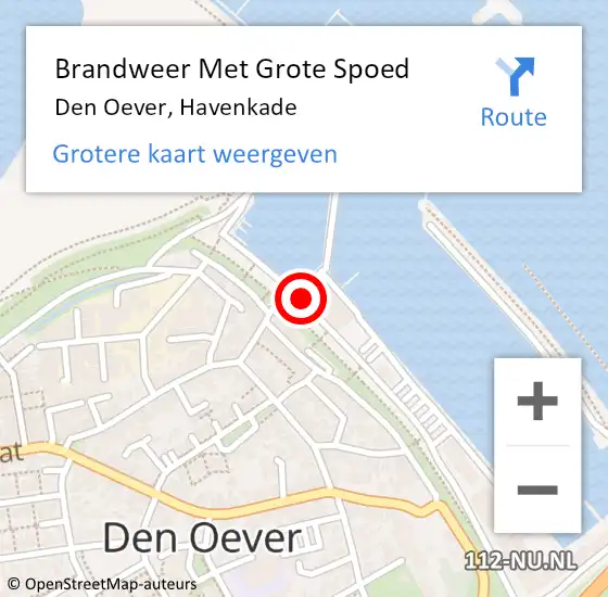 Locatie op kaart van de 112 melding: Brandweer Met Grote Spoed Naar Den Oever, Havenkade op 9 november 2013 07:56