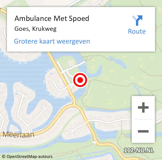 Locatie op kaart van de 112 melding: Ambulance Met Spoed Naar Goes, Krukweg op 29 mei 2015 17:30