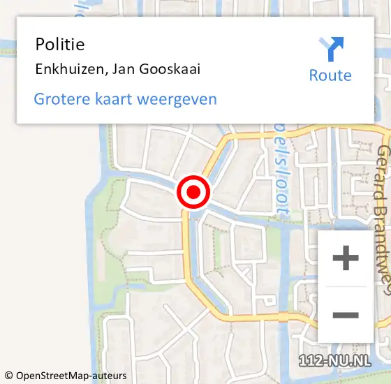 Locatie op kaart van de 112 melding: Politie Enkhuizen, Jan Gooskaai op 29 mei 2015 17:39