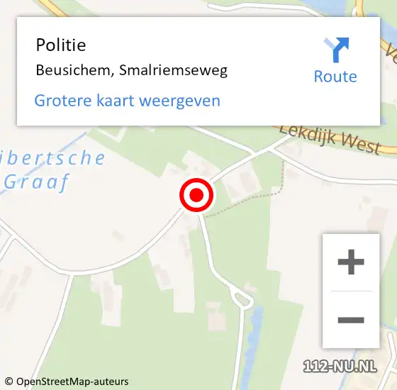 Locatie op kaart van de 112 melding: Politie Beusichem, Smalriemseweg op 29 mei 2015 19:08