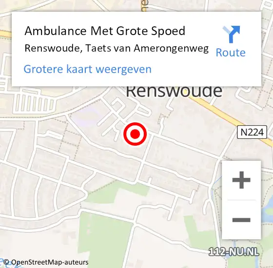 Locatie op kaart van de 112 melding: Ambulance Met Grote Spoed Naar Renswoude, Taets van Amerongenweg op 29 mei 2015 19:40