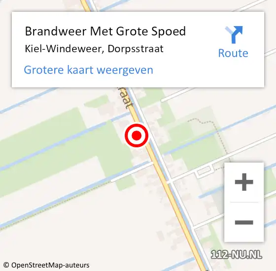 Locatie op kaart van de 112 melding: Brandweer Met Grote Spoed Naar Kiel-Windeweer, Dorpsstraat op 29 mei 2015 19:45