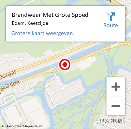 Locatie op kaart van de 112 melding: Brandweer Met Grote Spoed Naar Edam, Keetzijde op 29 mei 2015 20:21