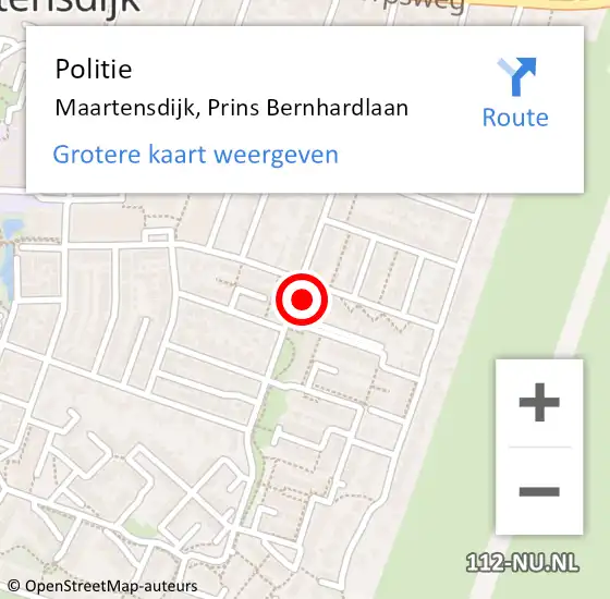Locatie op kaart van de 112 melding: Politie Maartensdijk, Prins Bernhardlaan op 29 mei 2015 21:00
