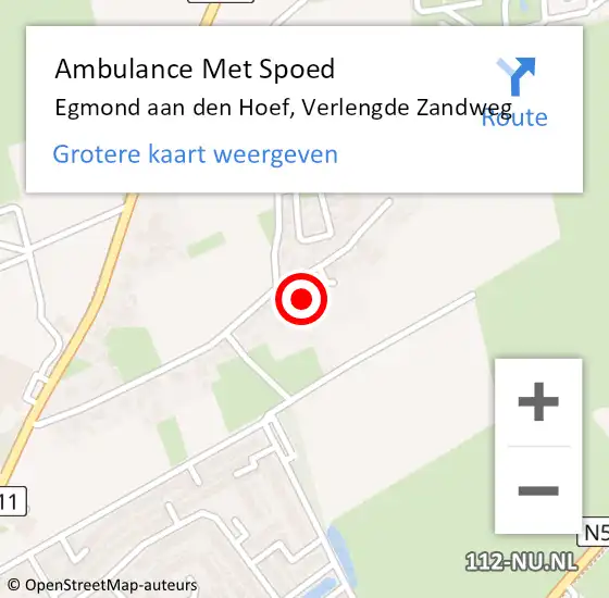 Locatie op kaart van de 112 melding: Ambulance Met Spoed Naar Egmond aan den Hoef, Verlengde Zandweg op 29 mei 2015 21:19