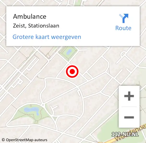 Locatie op kaart van de 112 melding: Ambulance Zeist, Stationslaan op 29 mei 2015 22:08