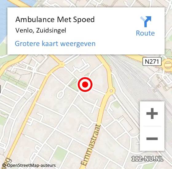 Locatie op kaart van de 112 melding: Ambulance Met Spoed Naar Venlo, Zuidsingel op 9 november 2013 08:43