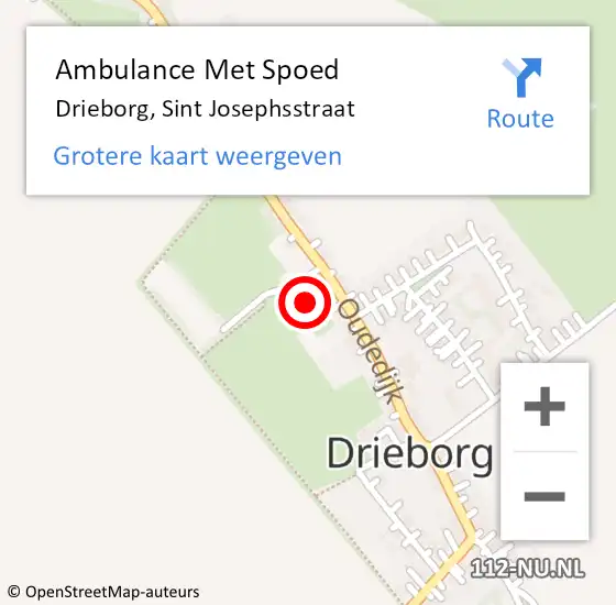 Locatie op kaart van de 112 melding: Ambulance Met Spoed Naar Drieborg, Sint Josephsstraat op 29 mei 2015 23:39