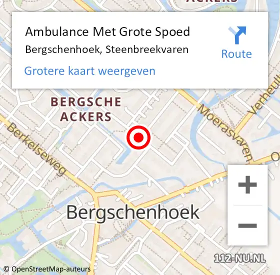 Locatie op kaart van de 112 melding: Ambulance Met Grote Spoed Naar Bergschenhoek, Steenbreekvaren op 29 mei 2015 23:56