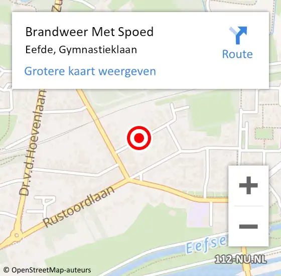 Locatie op kaart van de 112 melding: Brandweer Met Spoed Naar Eefde, Gymnastieklaan op 30 mei 2015 00:37