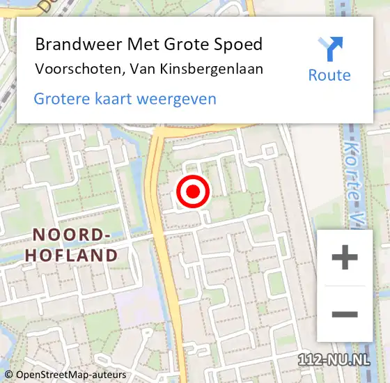 Locatie op kaart van de 112 melding: Brandweer Met Grote Spoed Naar Voorschoten, Van Kinsbergenlaan op 30 mei 2015 00:40