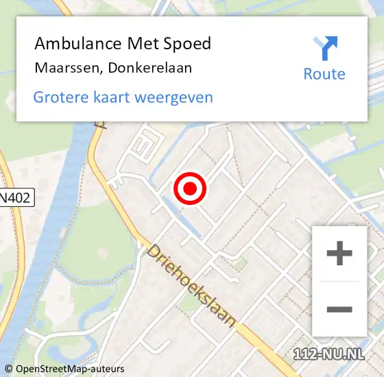 Locatie op kaart van de 112 melding: Ambulance Met Spoed Naar Maarssen, Donkerelaan op 30 mei 2015 01:47