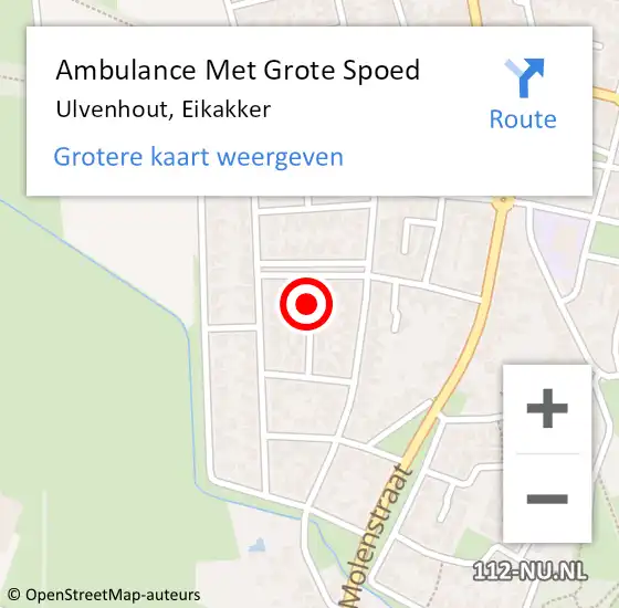 Locatie op kaart van de 112 melding: Ambulance Met Grote Spoed Naar Ulvenhout, Eikakker op 30 mei 2015 02:07