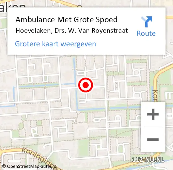 Locatie op kaart van de 112 melding: Ambulance Met Grote Spoed Naar Hoevelaken, Drs. W. Van Royenstraat op 30 mei 2015 02:57