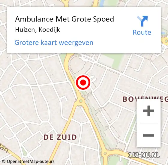 Locatie op kaart van de 112 melding: Ambulance Met Grote Spoed Naar Huizen, Koedijk op 30 mei 2015 03:03