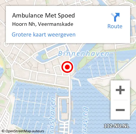 Locatie op kaart van de 112 melding: Ambulance Met Spoed Naar Hoorn Nh, Veermanskade op 30 mei 2015 04:16