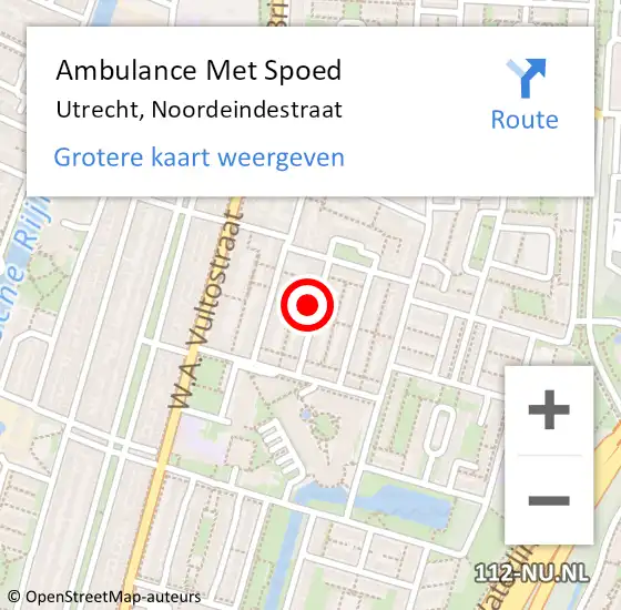 Locatie op kaart van de 112 melding: Ambulance Met Spoed Naar Utrecht, Noordeindestraat op 30 mei 2015 06:11