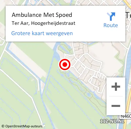 Locatie op kaart van de 112 melding: Ambulance Met Spoed Naar Ter Aar, Hoogerheijdestraat op 30 mei 2015 07:26