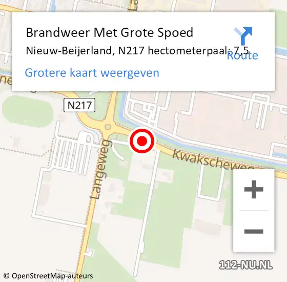 Locatie op kaart van de 112 melding: Brandweer Met Grote Spoed Naar Nieuw-Beijerland, N217 hectometerpaal: 7,5 op 30 mei 2015 07:32