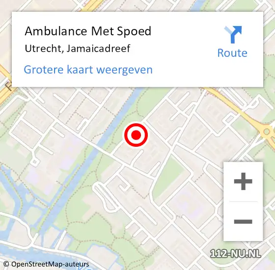 Locatie op kaart van de 112 melding: Ambulance Met Spoed Naar Utrecht, Jamaicadreef op 30 mei 2015 07:51