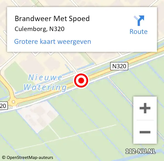 Locatie op kaart van de 112 melding: Brandweer Met Spoed Naar Culemborg, N320 op 30 mei 2015 09:17