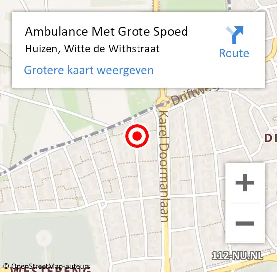 Locatie op kaart van de 112 melding: Ambulance Met Grote Spoed Naar Huizen, Witte de Withstraat op 30 mei 2015 09:18