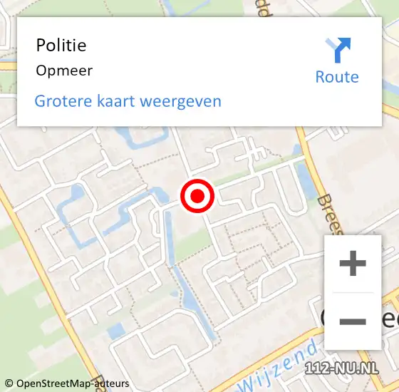 Locatie op kaart van de 112 melding: Politie Opmeer op 30 mei 2015 09:20