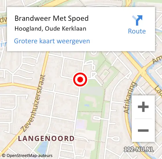 Locatie op kaart van de 112 melding: Brandweer Met Spoed Naar Hoogland, Oude Kerklaan op 30 mei 2015 09:26