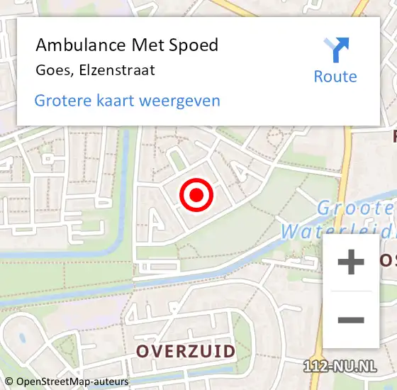 Locatie op kaart van de 112 melding: Ambulance Met Spoed Naar Goes, Elzenstraat op 30 mei 2015 09:50