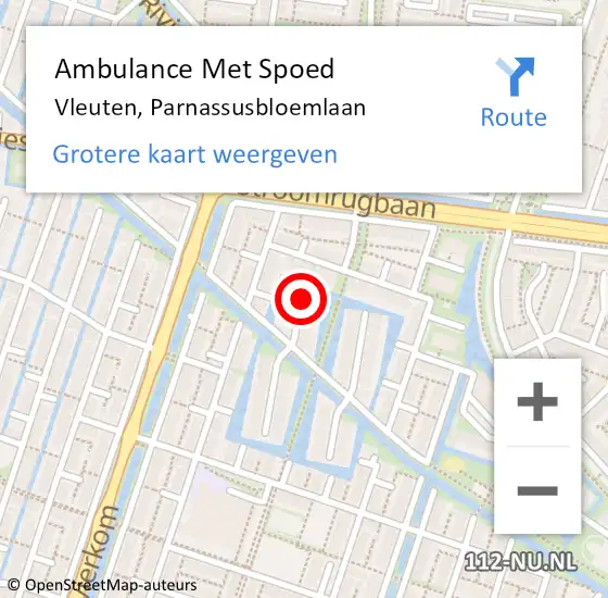 Locatie op kaart van de 112 melding: Ambulance Met Spoed Naar Vleuten, Parnassusbloemlaan op 30 mei 2015 09:54