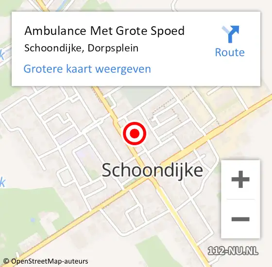 Locatie op kaart van de 112 melding: Ambulance Met Grote Spoed Naar Schoondijke, Dorpsplein op 30 mei 2015 09:57