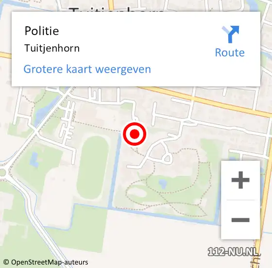 Locatie op kaart van de 112 melding: Politie Tuitjenhorn op 30 mei 2015 10:36