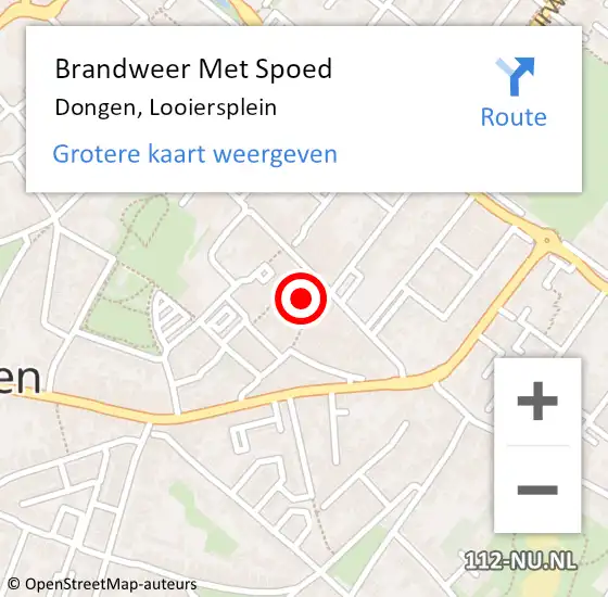 Locatie op kaart van de 112 melding: Brandweer Met Spoed Naar Dongen, Looiersplein op 30 mei 2015 11:04