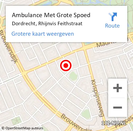 Locatie op kaart van de 112 melding: Ambulance Met Grote Spoed Naar Dordrecht, Rhijnvis Feithstraat op 30 mei 2015 11:13