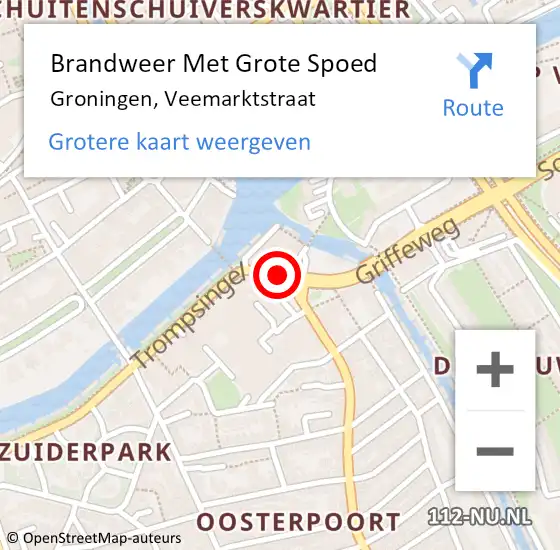 Locatie op kaart van de 112 melding: Brandweer Met Grote Spoed Naar Groningen, Veemarktstraat op 30 mei 2015 11:13