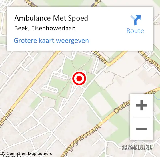 Locatie op kaart van de 112 melding: Ambulance Met Spoed Naar Beek, Eisenhowerlaan op 30 mei 2015 11:32