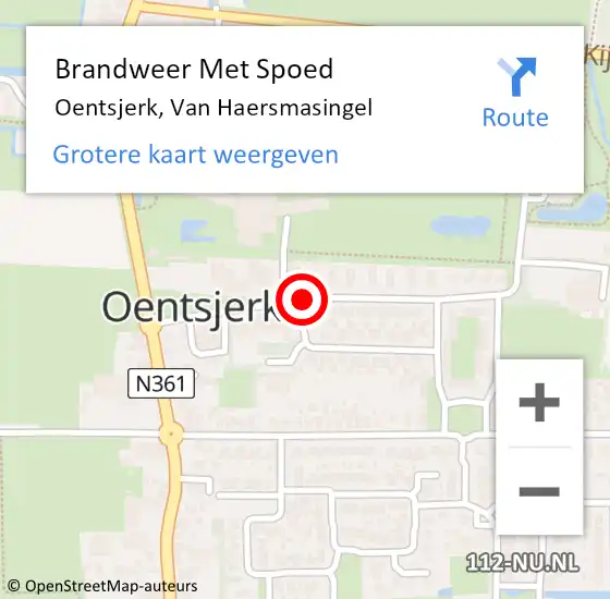 Locatie op kaart van de 112 melding: Brandweer Met Spoed Naar Oentsjerk, Van Haersmasingel op 30 mei 2015 11:40