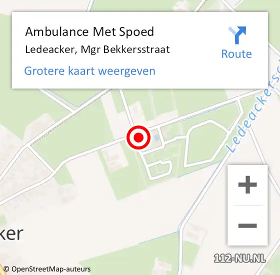 Locatie op kaart van de 112 melding: Ambulance Met Spoed Naar Ledeacker, Mgr Bekkersstraat op 30 mei 2015 12:34