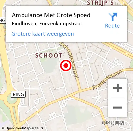 Locatie op kaart van de 112 melding: Ambulance Met Grote Spoed Naar Eindhoven, Friezenkampstraat op 30 mei 2015 12:49