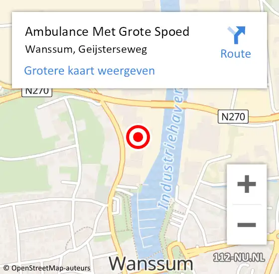 Locatie op kaart van de 112 melding: Ambulance Met Grote Spoed Naar Wanssum, Geijsterseweg op 30 mei 2015 12:52